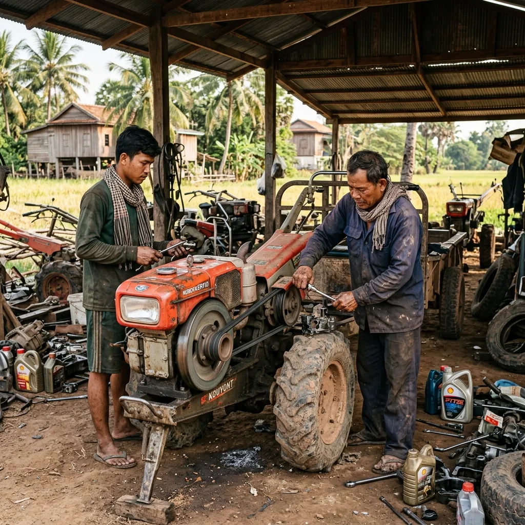 ជួសជុល និងរៀបម៉ាស៊ីនគោយន្ត Kubota RT140 (ព្រៃវែង)